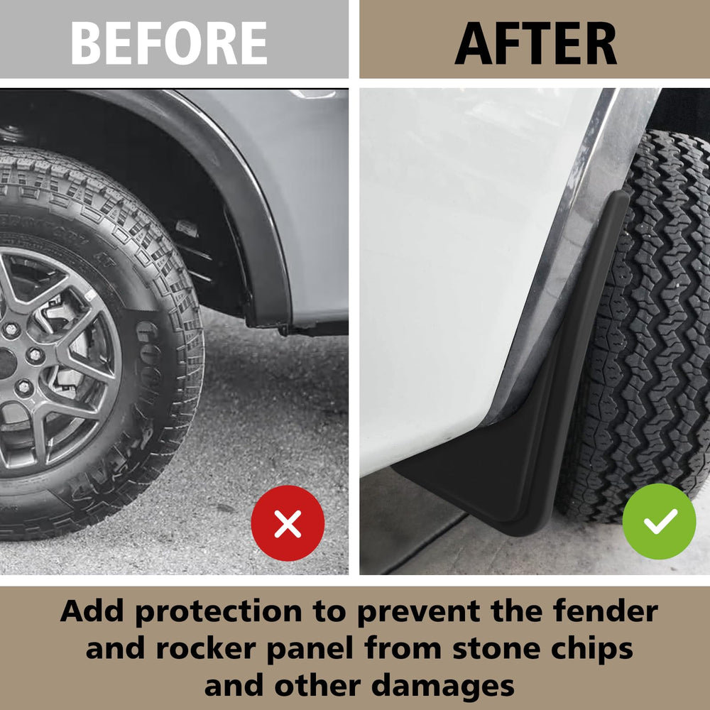 Muslogy mud flap next to ruler showing scale for correct fitment