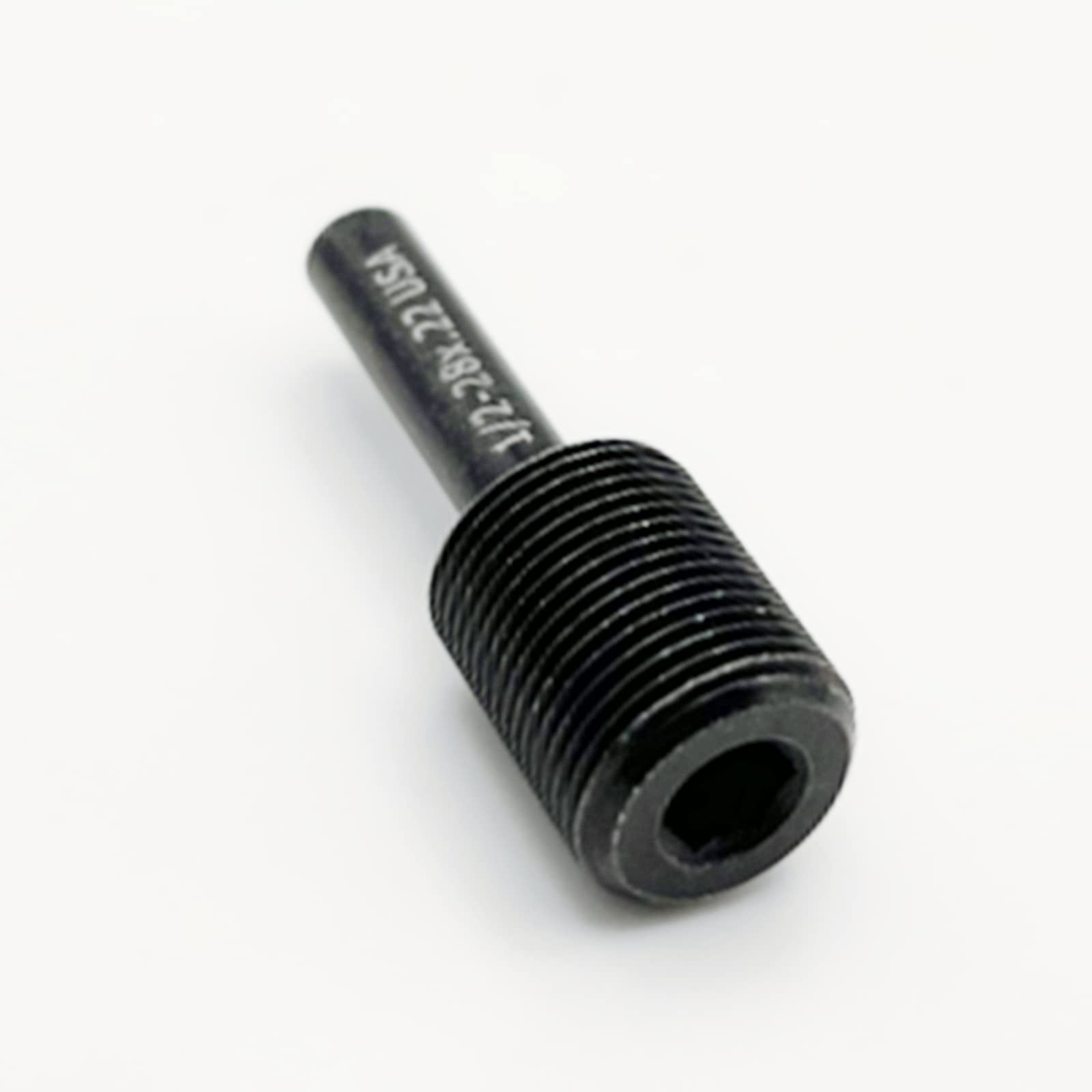 MUUP front view of die starter showing 1/2-28 threads and compact design for fast starts