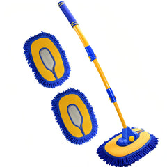 MVEQRRN front view of brush showing blue mop head and handle benefit easy grip