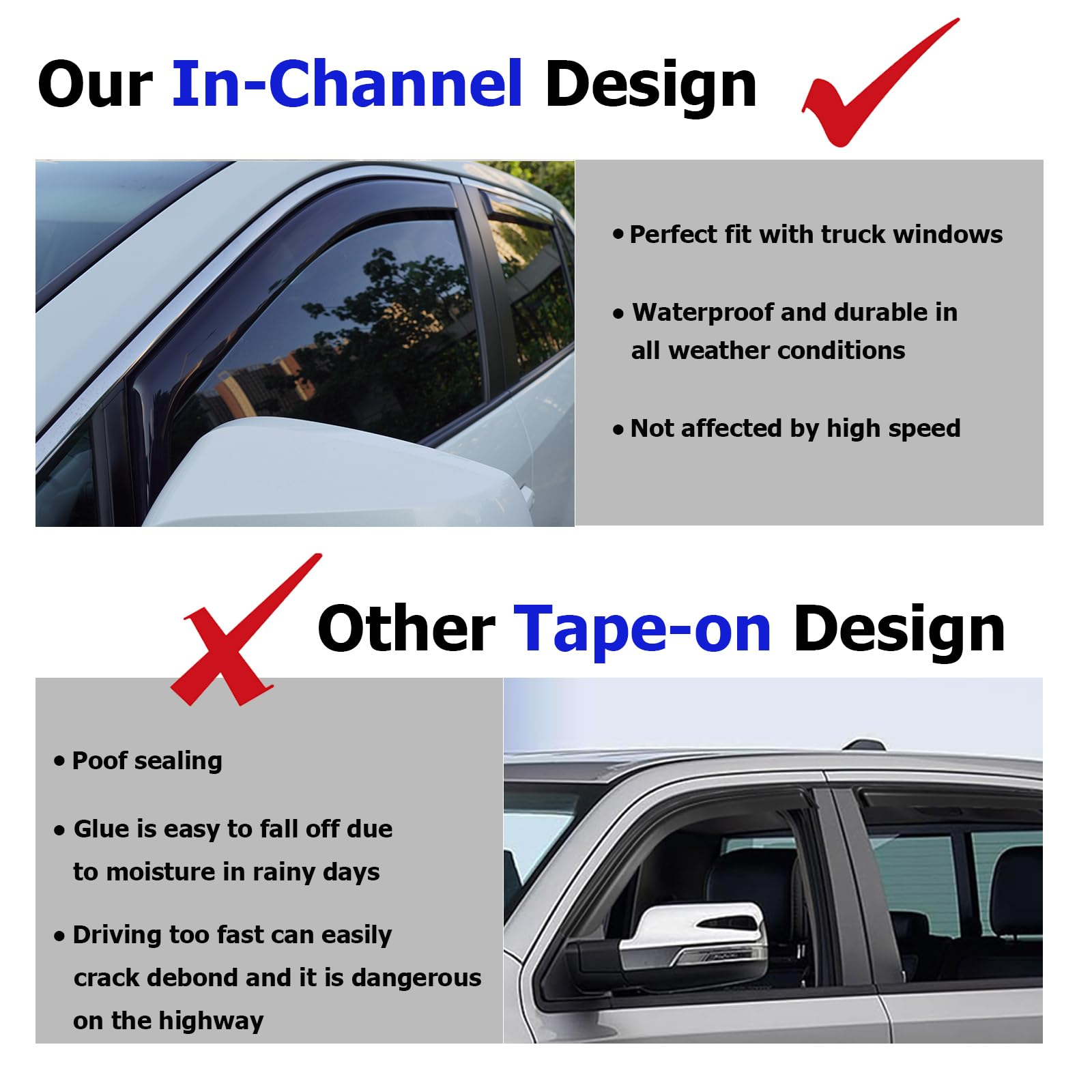MYCHINSEN window channel installation detail showing secure fit and proper buckle seating