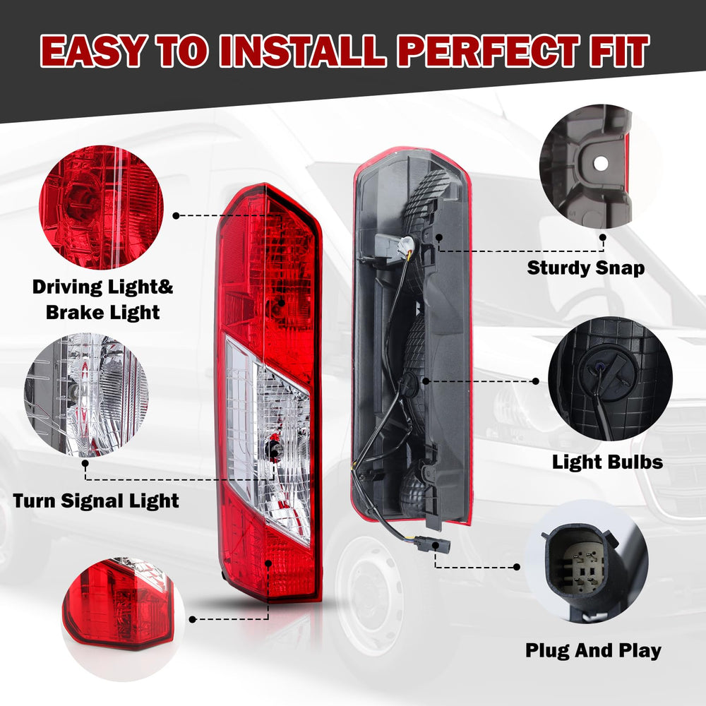 MZORANGE tail light rear view with harness connector for plug-and-play
