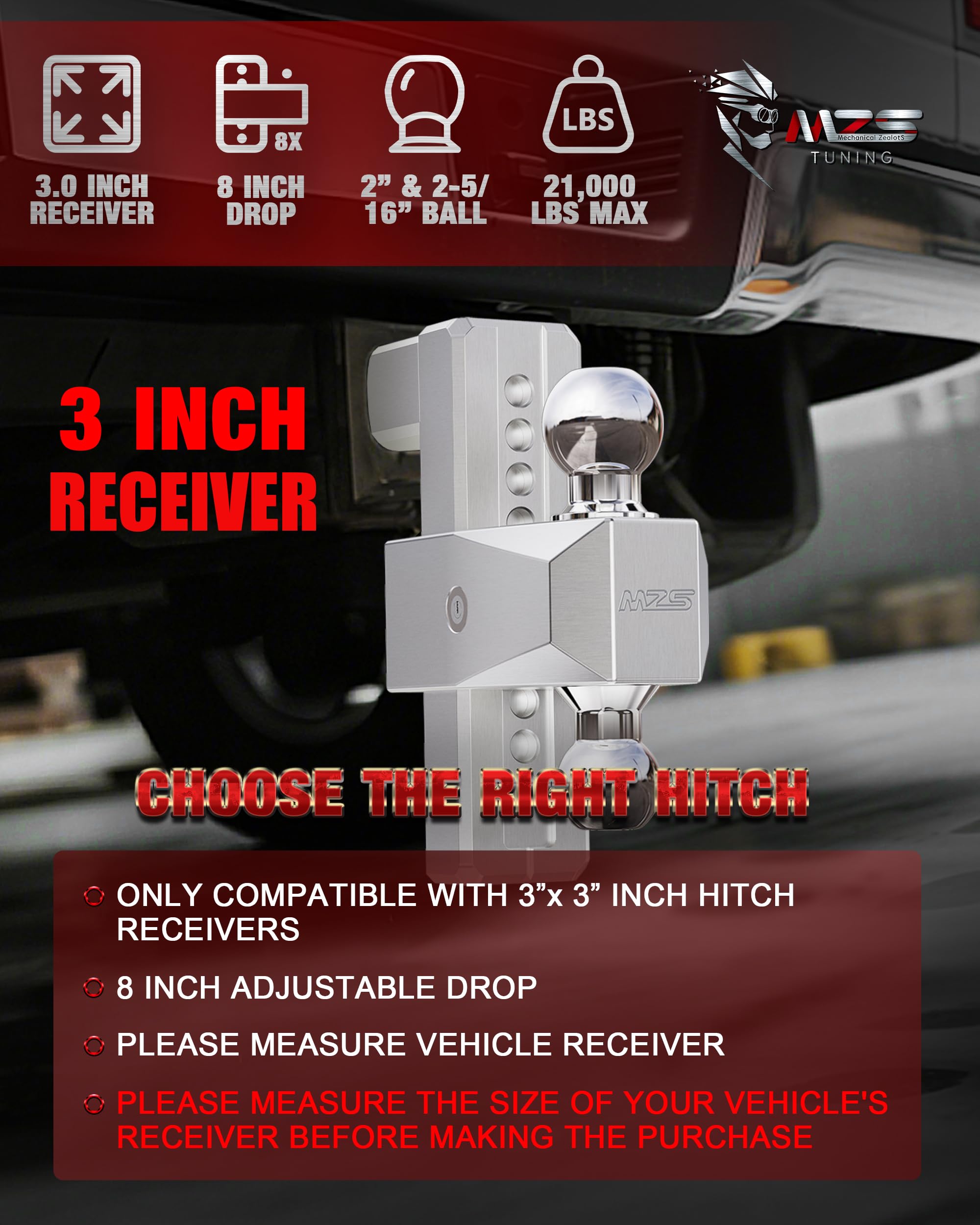 MZS closeup of patented adjustment key mechanism for quick secure height changes