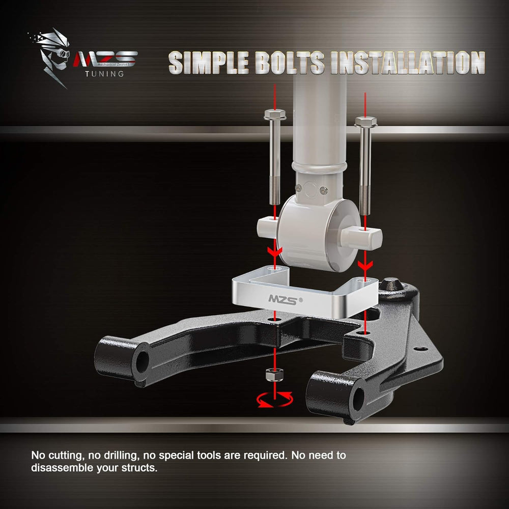 MZS label and included hardware demonstrating complete bolt-on kit convenience