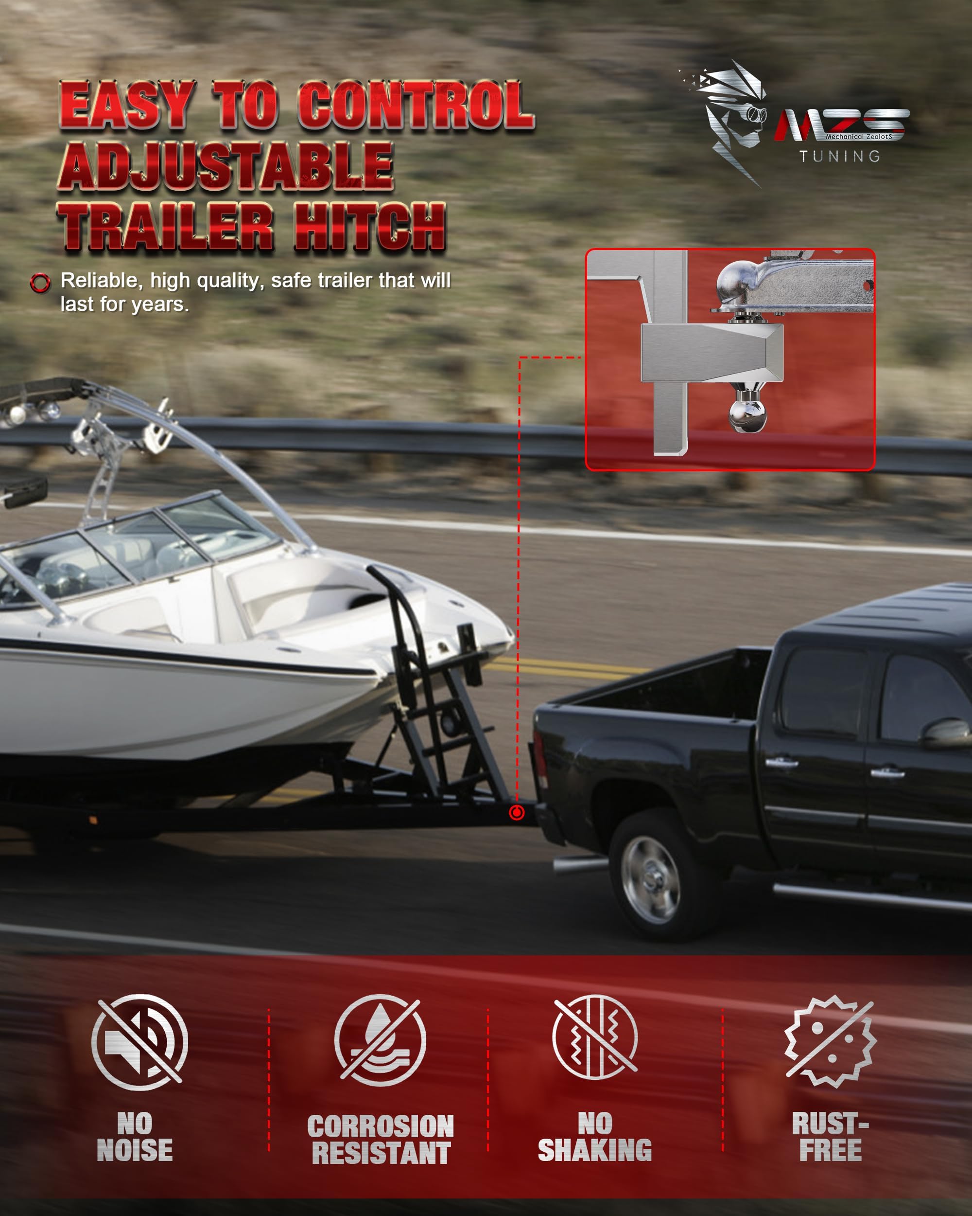 MZS lifestyle image of truck towing a trailer demonstrating reliable performance