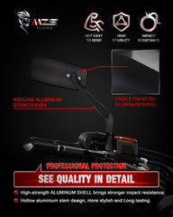 MZS mirror mounted on handlebar demonstrating easy bolt-on installation