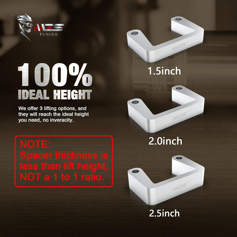 MZS spacer beside ruler showing compact size and accurate lift specifications