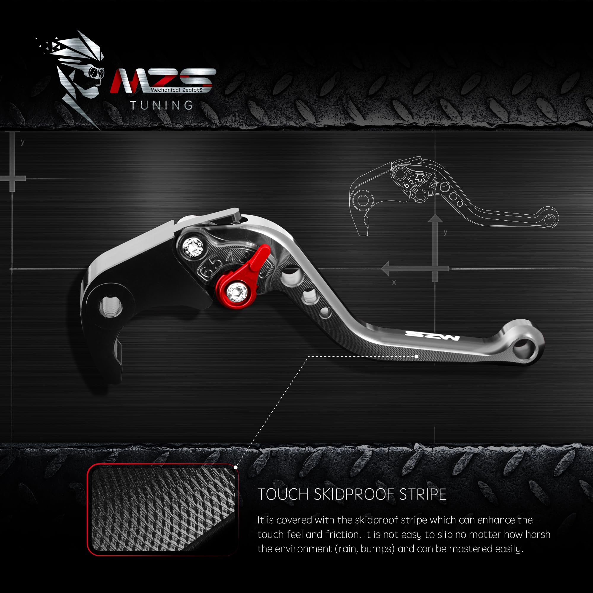 MZS textured anti-slip stripe for enhanced grip confidence
