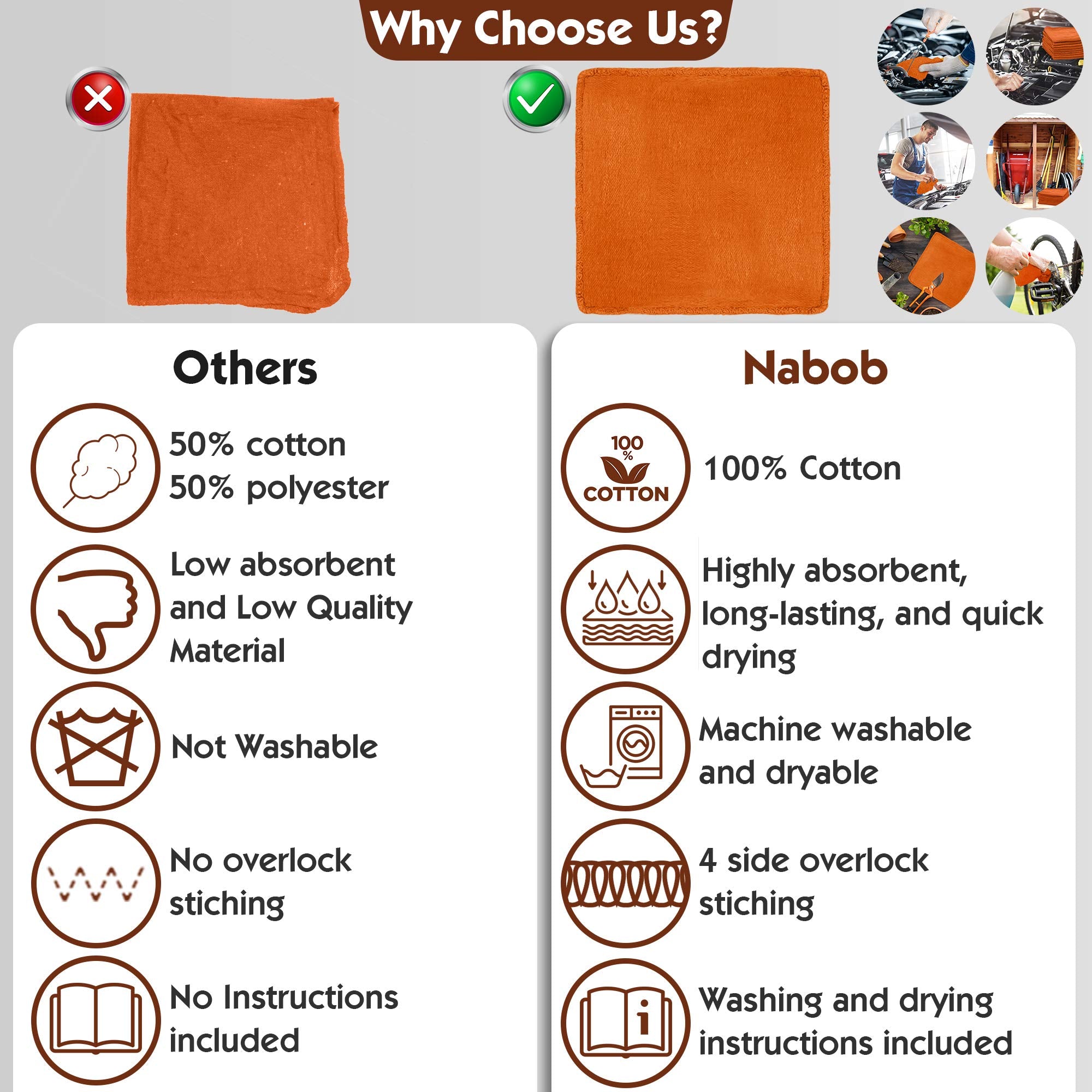Nabob Wipers used on a mechanic bench cleaning grease for fast absorption