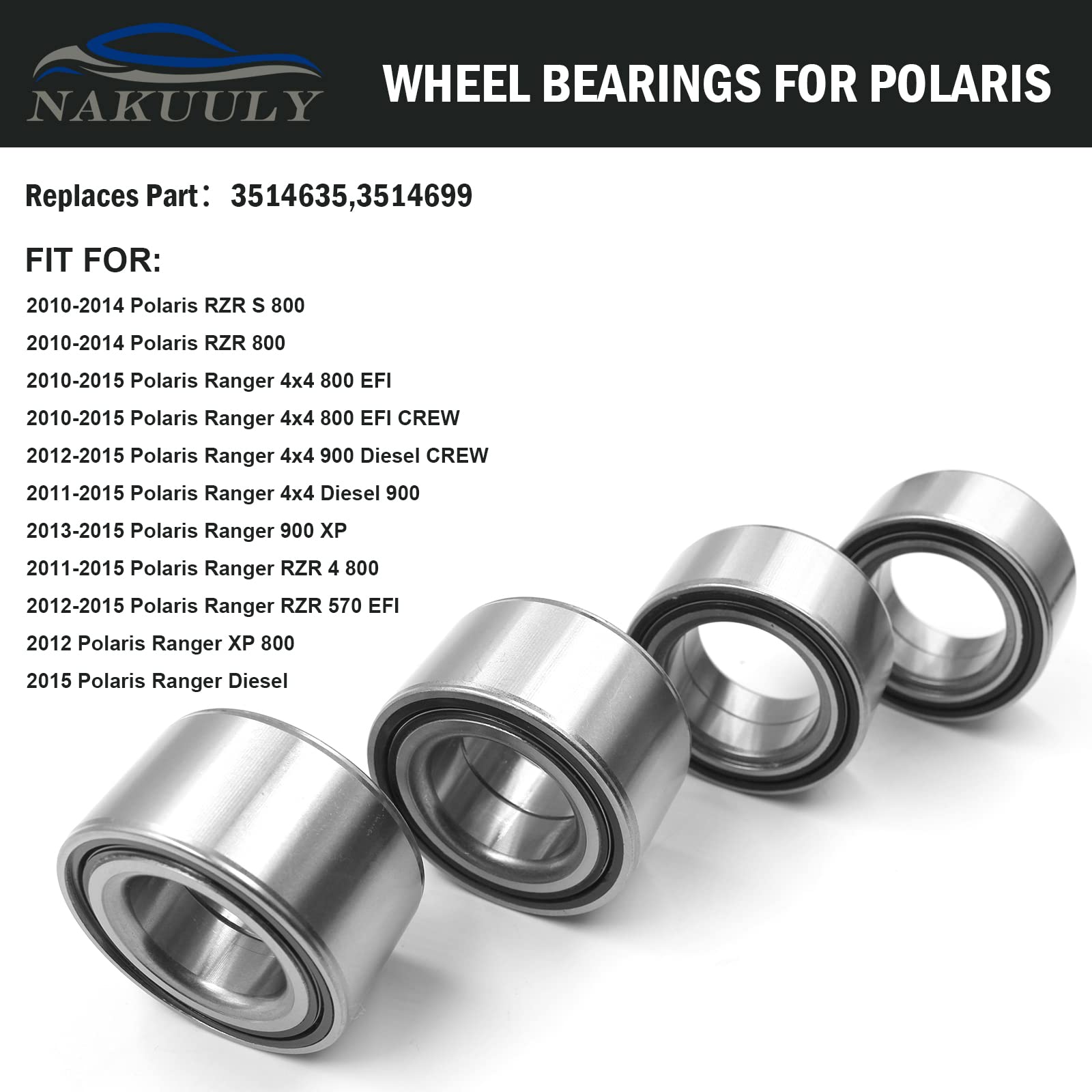 Nakuuly bearing next to ruler showing dimensions for accurate fitment