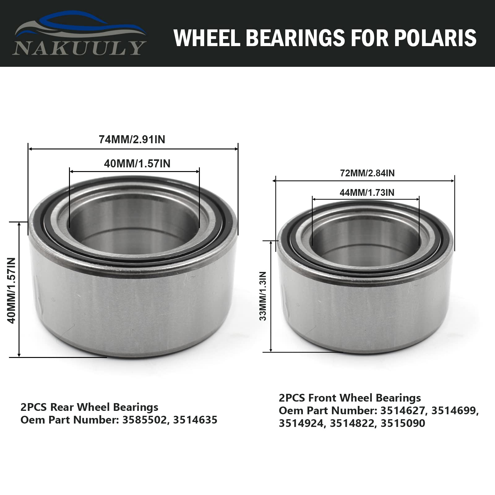 Nakuuly bearings installed on Polaris hub demonstrating correct fit and reliability