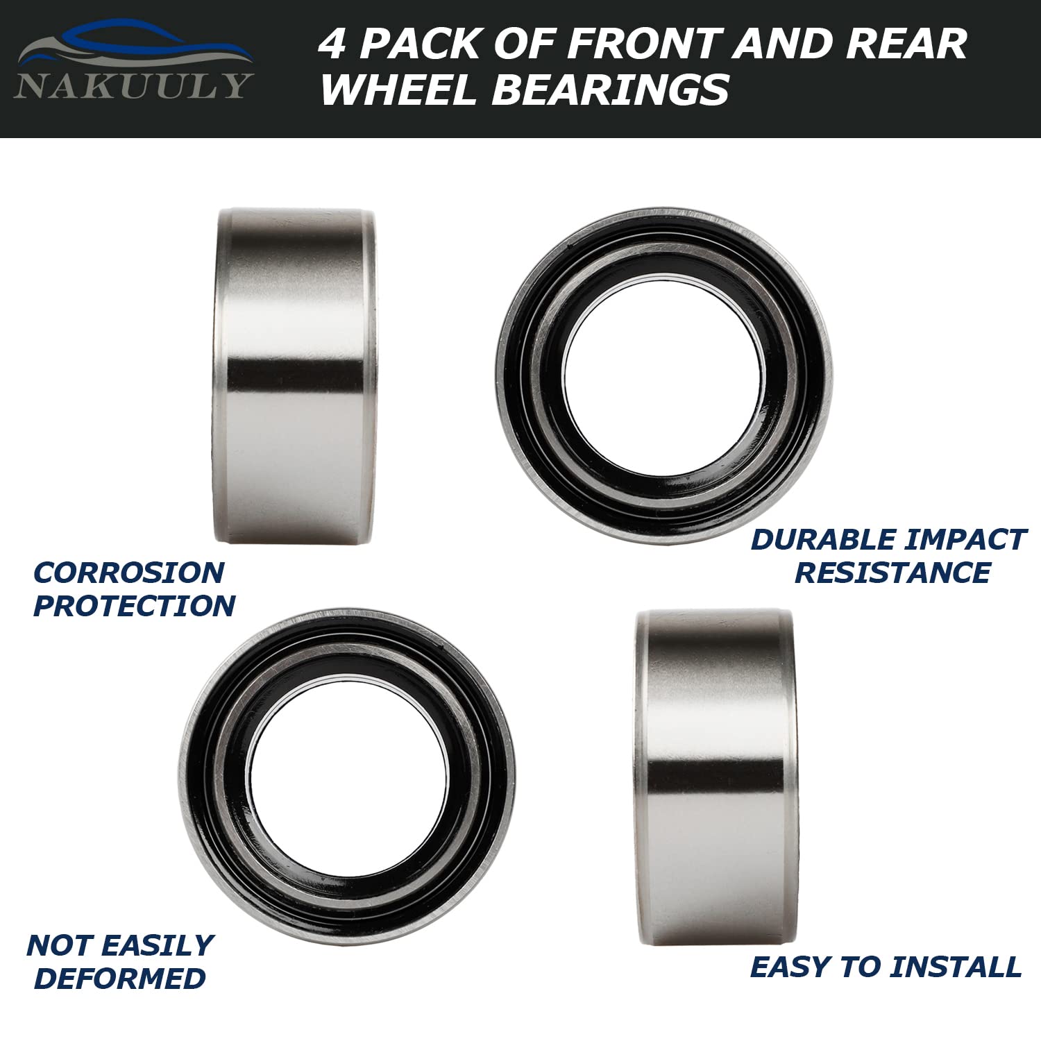 Four Nakuuly bearings laid out emphasizing complete kit convenience benefit