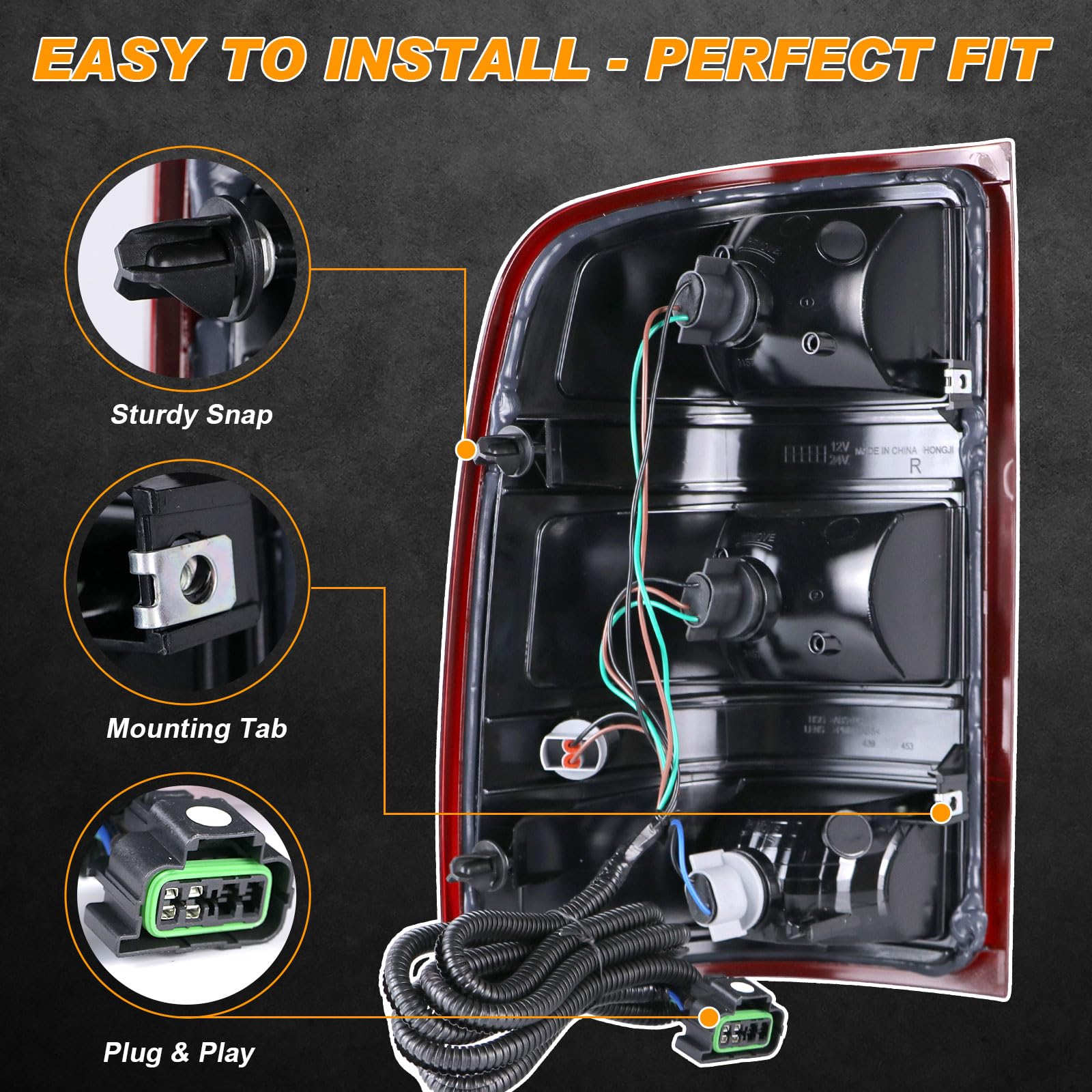 Nakuuly rear view with wiring harness demonstrating easy plug-in benefit