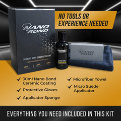 Nano Bond 30ml bottle close-up showing applicator-ready ceramic formula benefit durability