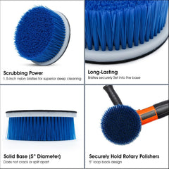 Nanoskin brush attached to a rotary polisher demonstrating secure loop-back fit for consistent cleaning benefit