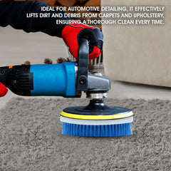 Nanoskin brush cleaning car upholstery showing deep fiber cleaning and lifted stains