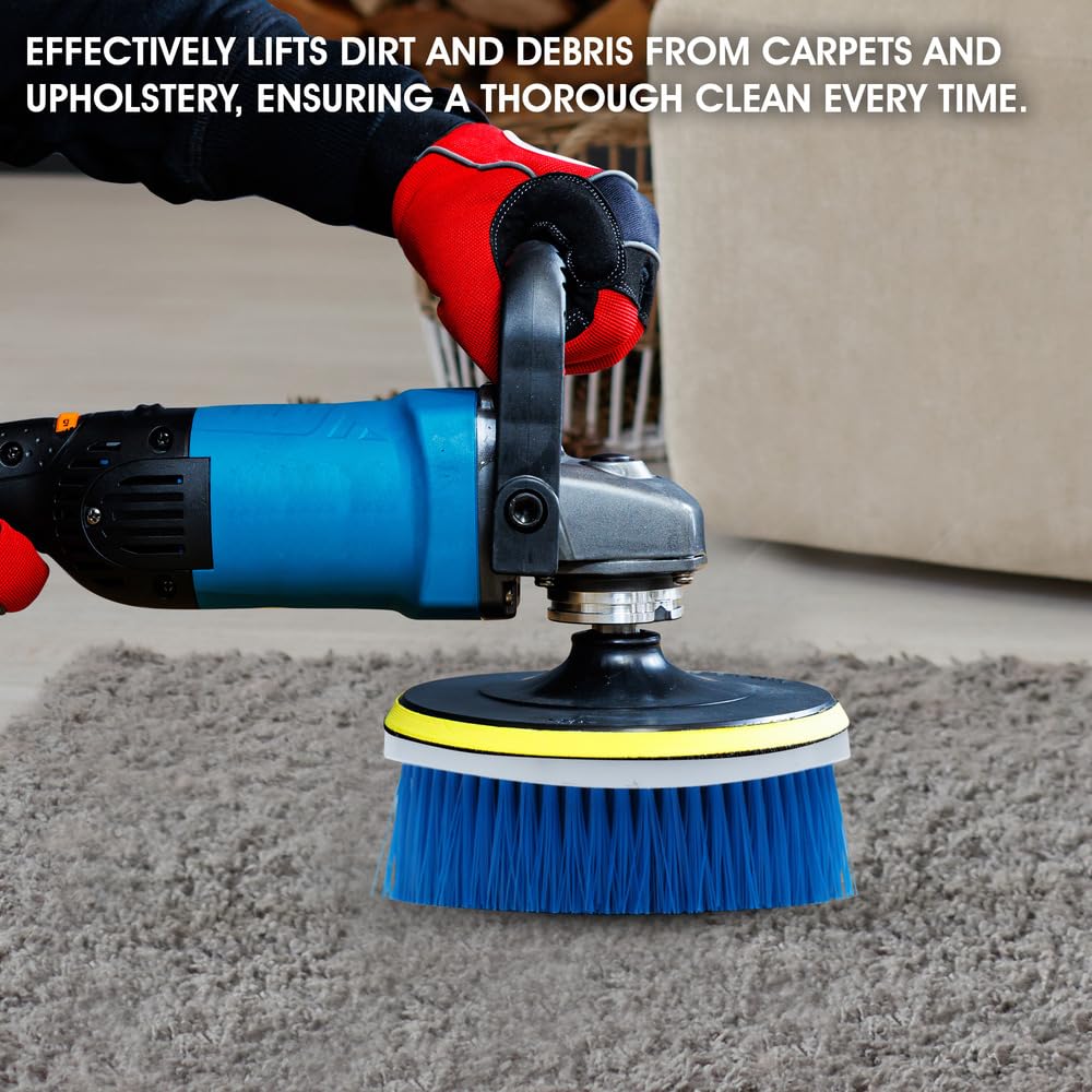 Nanoskin brush scrubbing car seat upholstery in use showing efficient stain agitation benefit