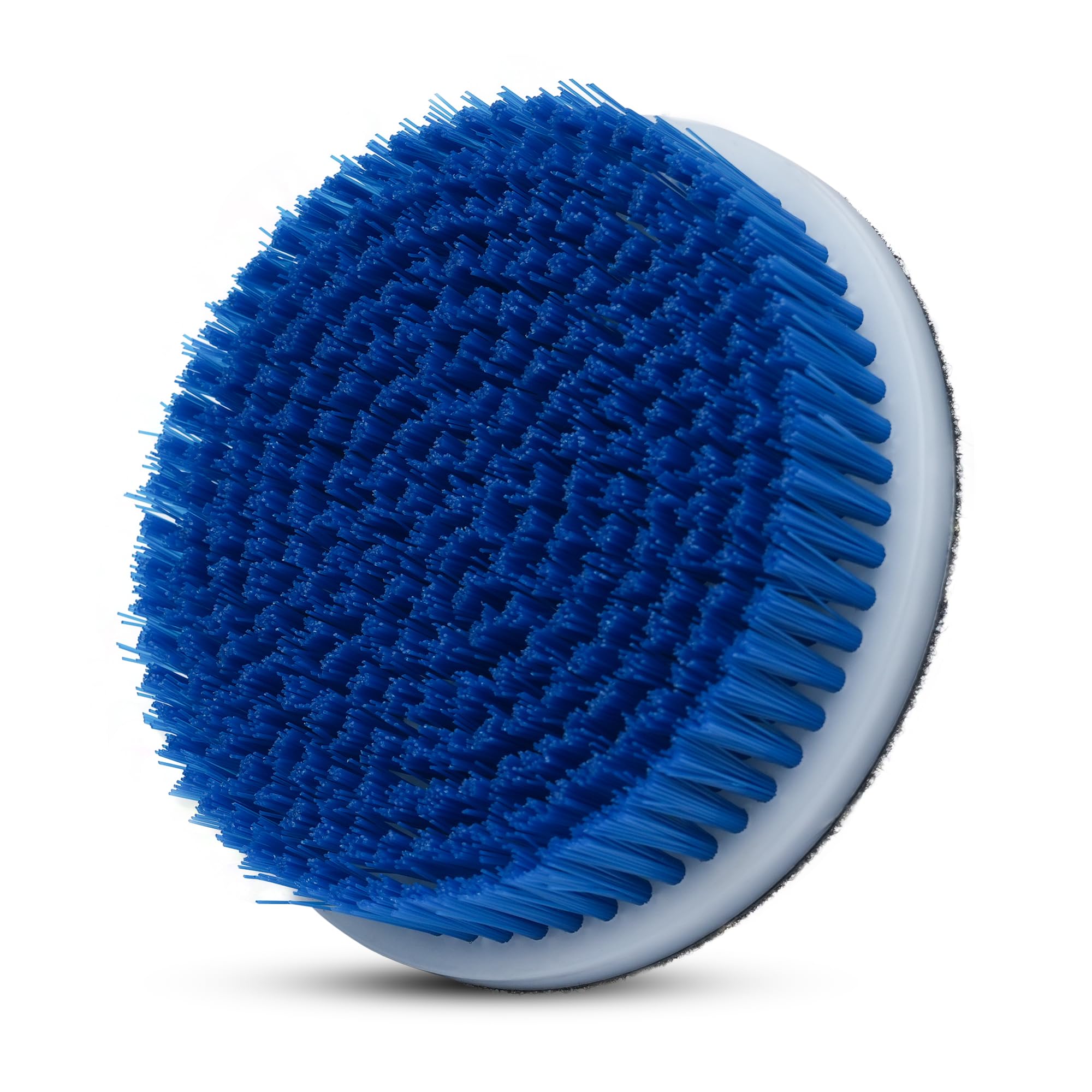 Nanoskin rotary brush front view showing bristles and hook-and-loop backing for fast attachment
