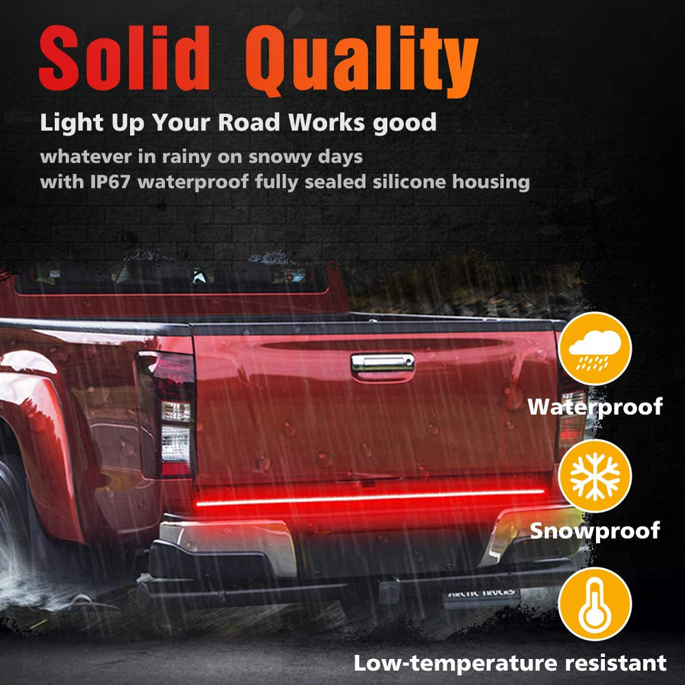 Nanpoku light bar showing white reverse and bright red brake lights for clarity