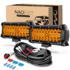 NAOEVO 7 inch front view showing amber LEDs and even illumination benefit