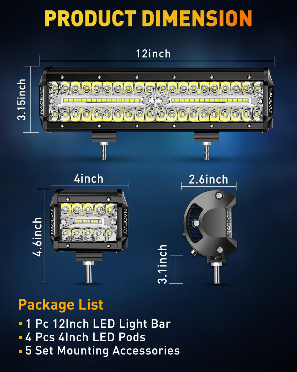 NAOEVO light bar mounted on truck bumper improving night visibility on-road benefit