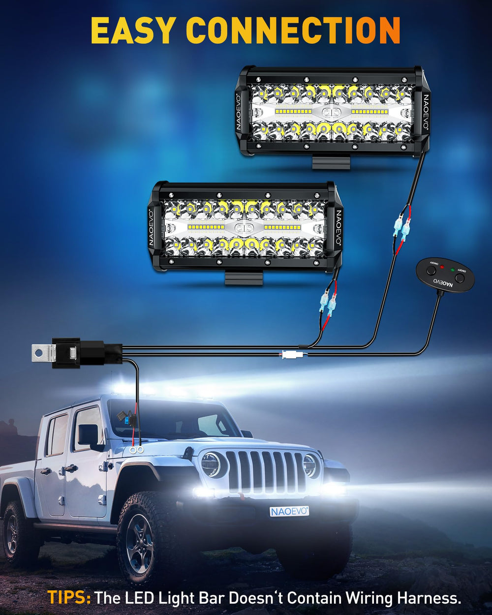NAOEVO mounted on truck bumper showing improved night visibility benefit