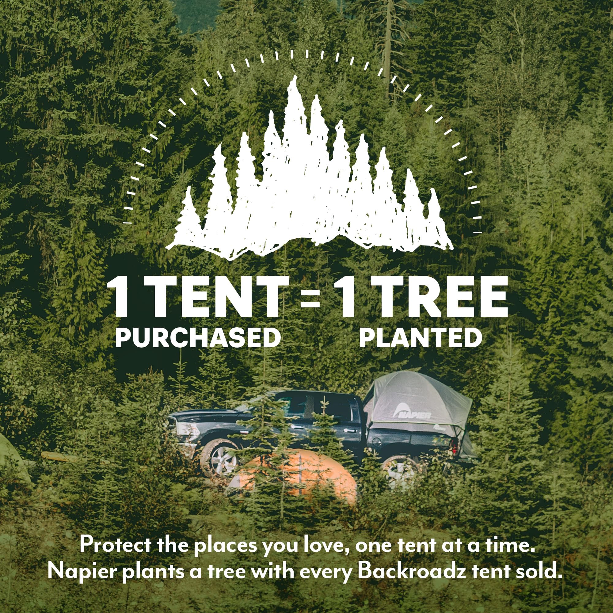 Napier Backroadz pitched on truck showing quick setup and camping convenience