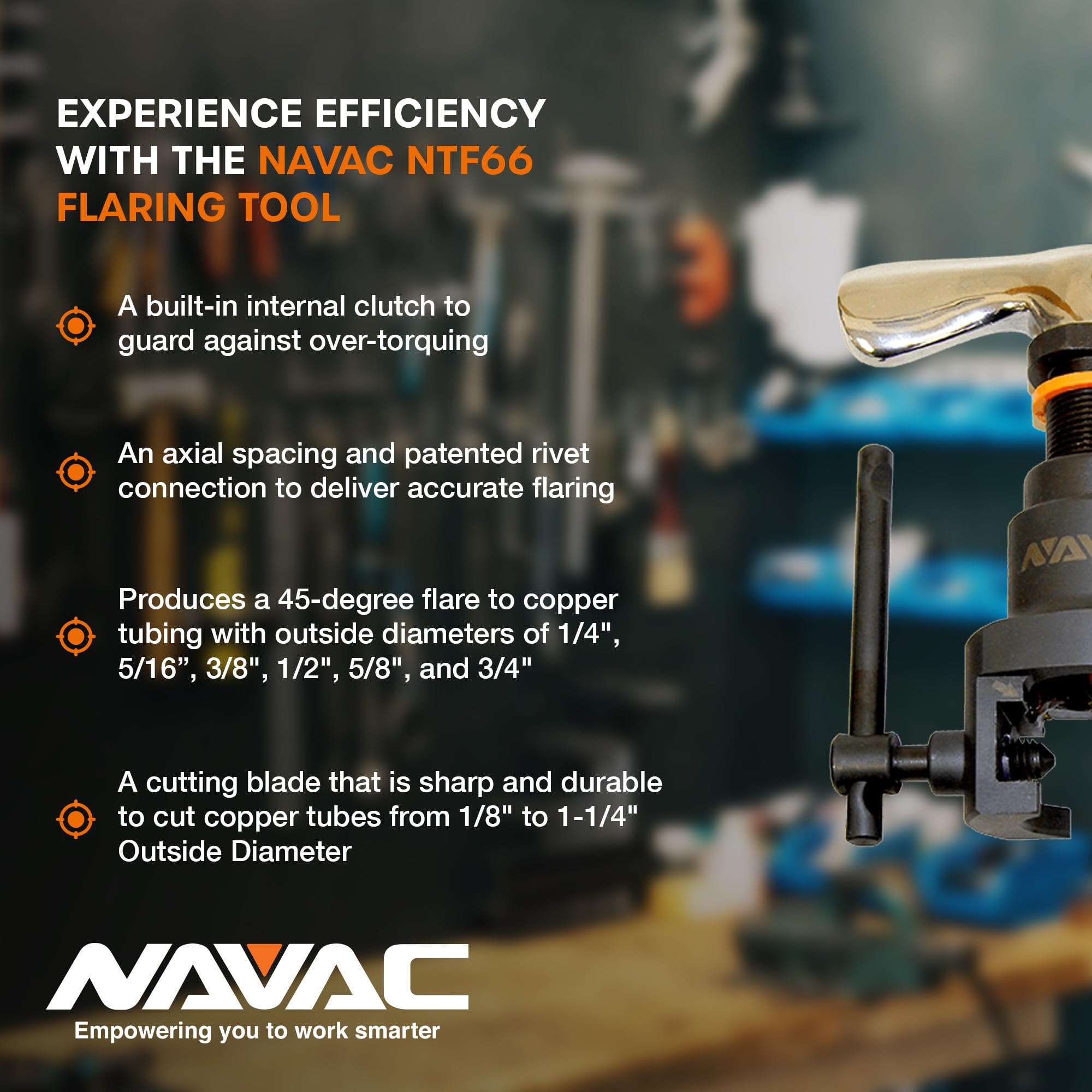 NAVAC NTF66 case and accessories layout showing organized tool kit benefit