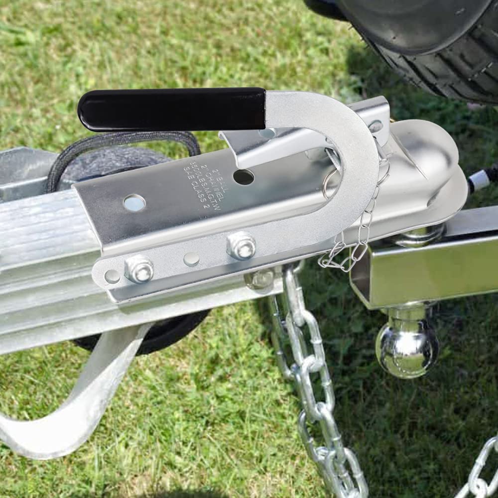 NBJINGYI coupler bolted to a 2" channel trailer tongue demonstrating fit and mounting