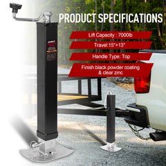 NBJINGYI extended drop leg displaying 28-inch lift range for fast leveling
