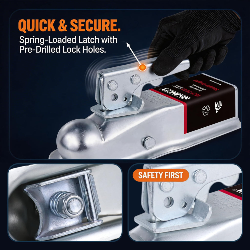 NBJINGYI safety pin hole detail showing secondary locking option benefit