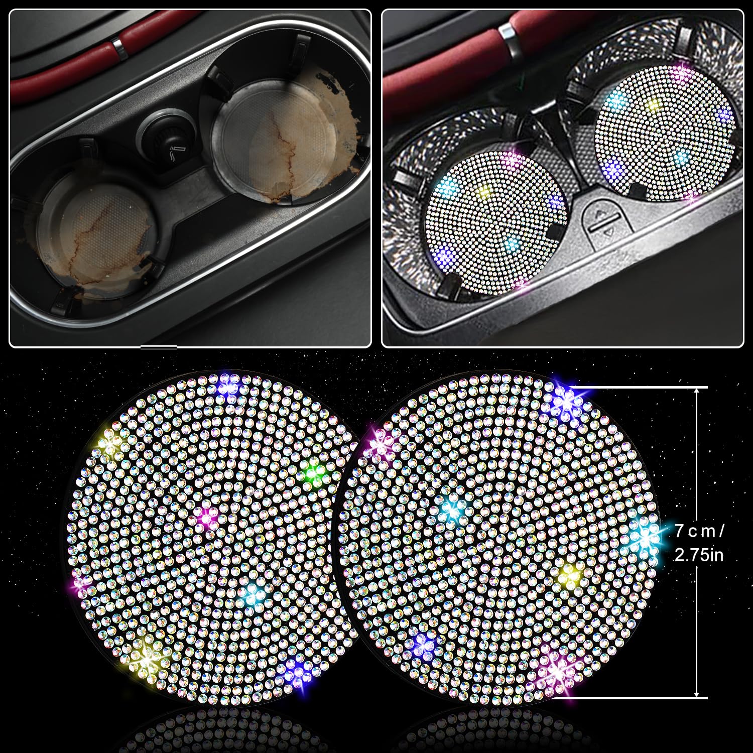 NBTEPEM car coasters in cup holders protect surfaces and sparkle