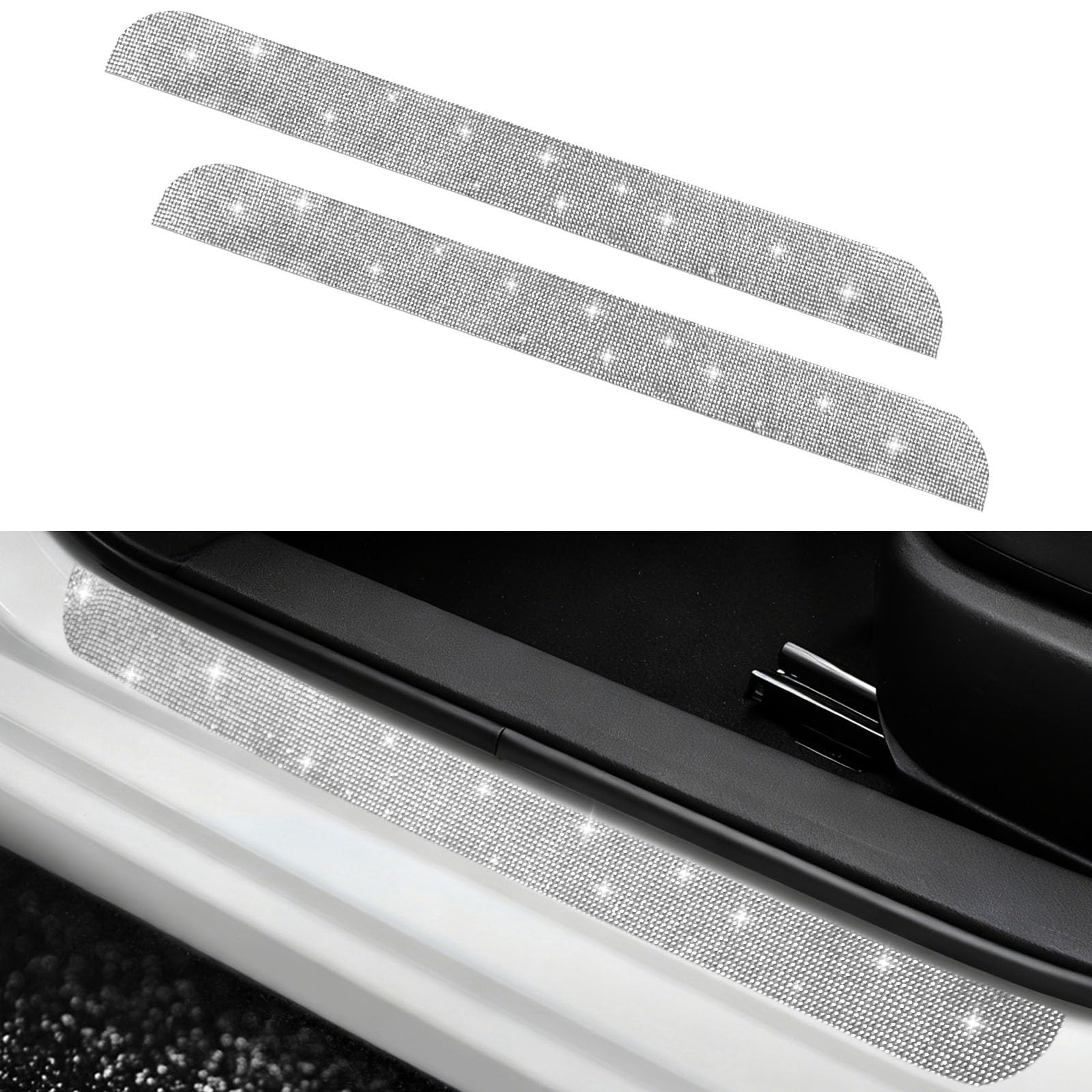 NBTEPEM front packaging showing two bling door sill protectors and benefits