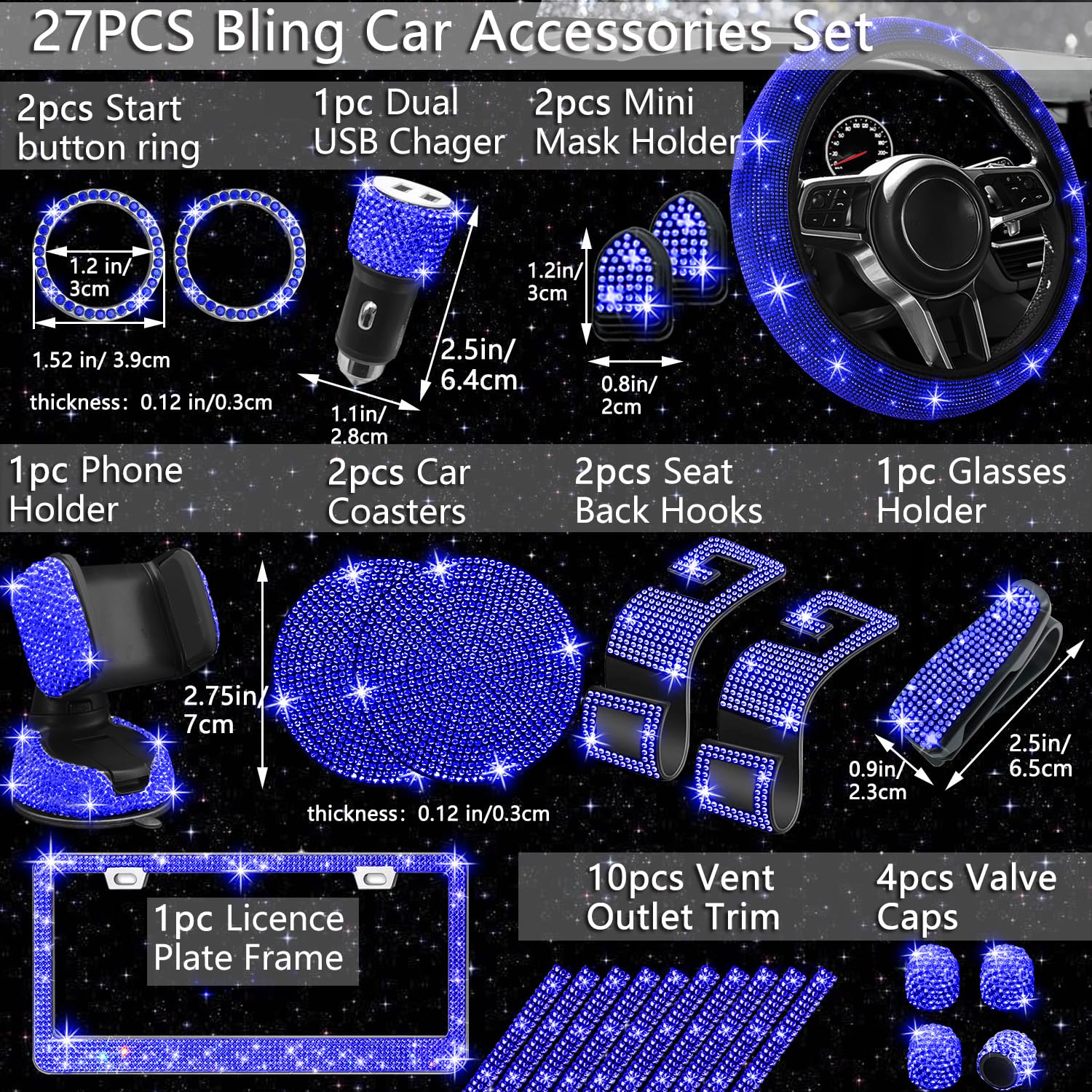 NBTEPEM steering wheel cover on 15-inch wheel offering grip and sparkling style