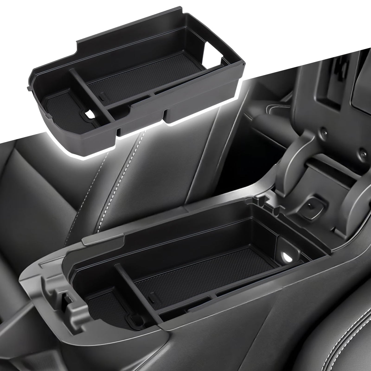 Neepiar front view of center console organizer showing neat layout and quick access
