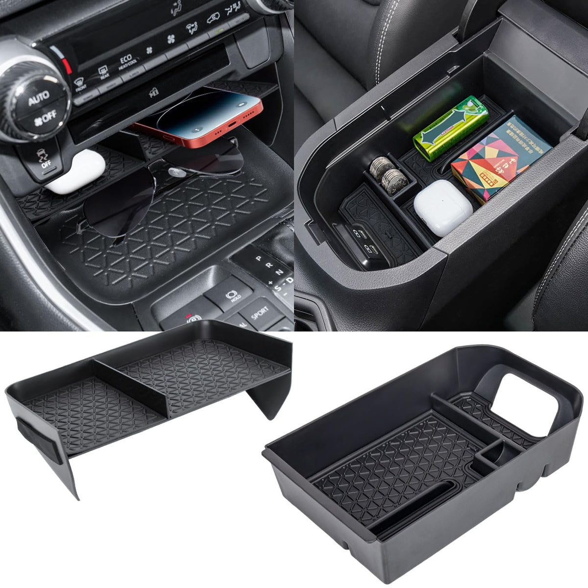 Neepiar console front view showing tidy compartments and quick access benefit