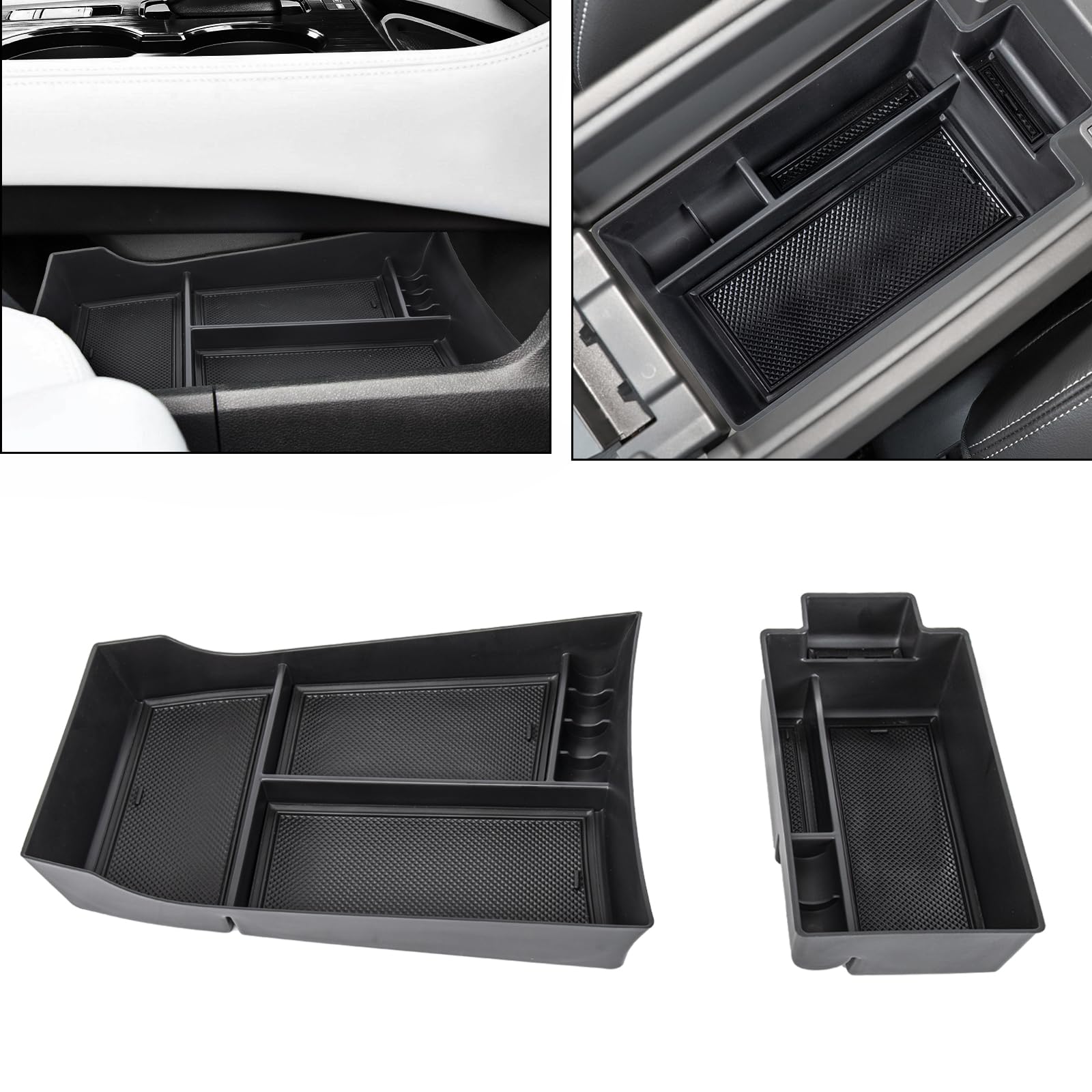 Neepiar front view of console organizer showing neat fit and easy access