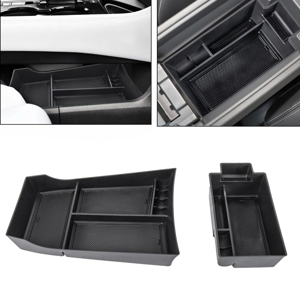 Neepiar front view of console organizer showing neat fit and easy access