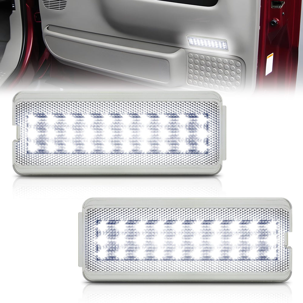 NEIFILES front panel installed in Ford door showing brighter entry light and improved visibility