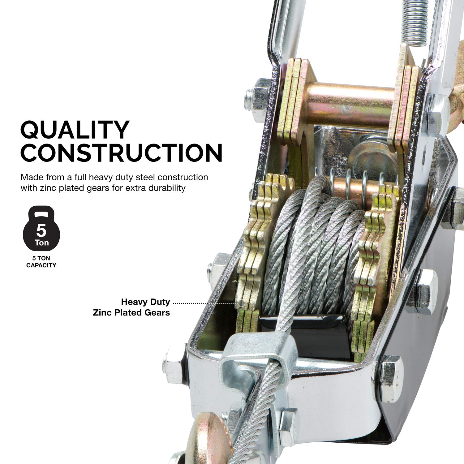NEIKO 02256A steel cable close-up showing braided texture for strong pulling performance