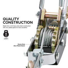 NEIKO 02256A steel cable close-up showing braided texture for strong pulling performance