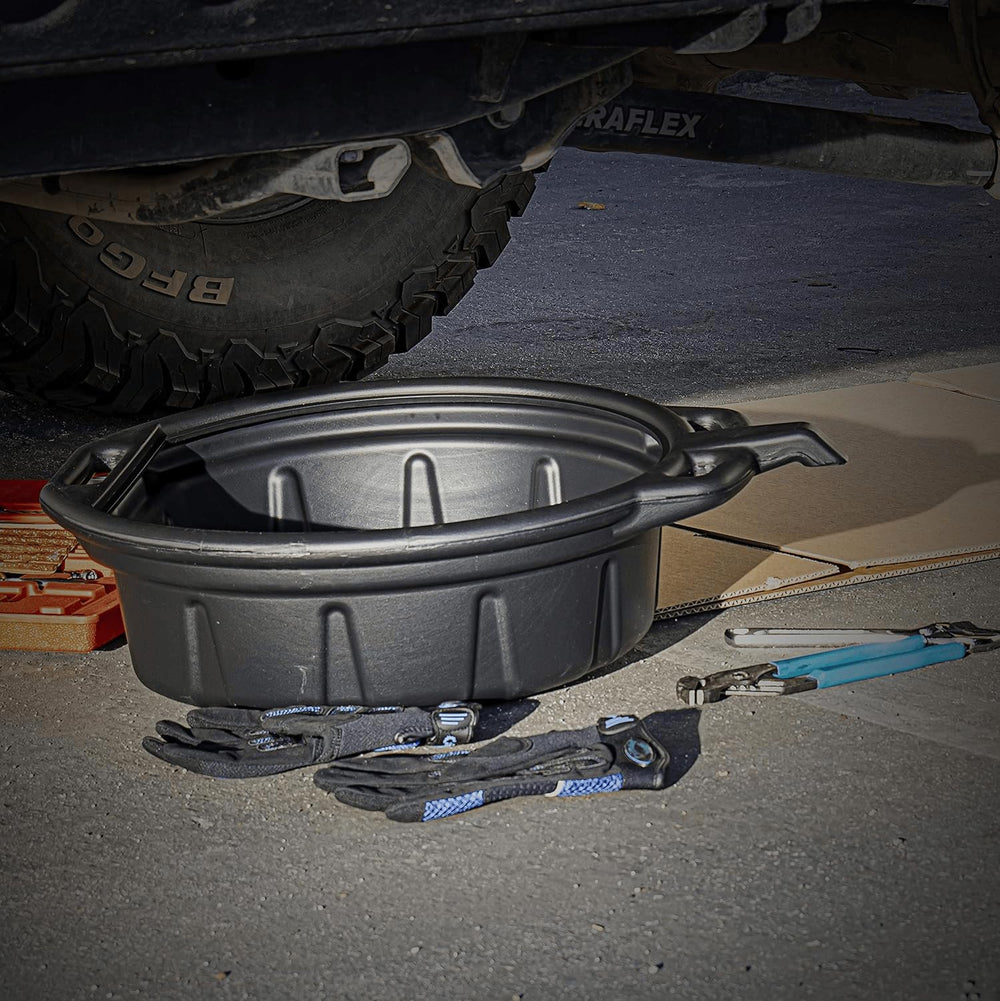 NEIKO pan hung in garage showing compact storage and convenience