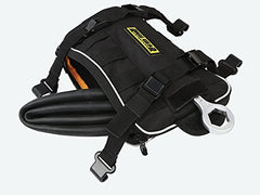 Nelson-Rigg bag mounted on dual-sport motorcycle for easy access
