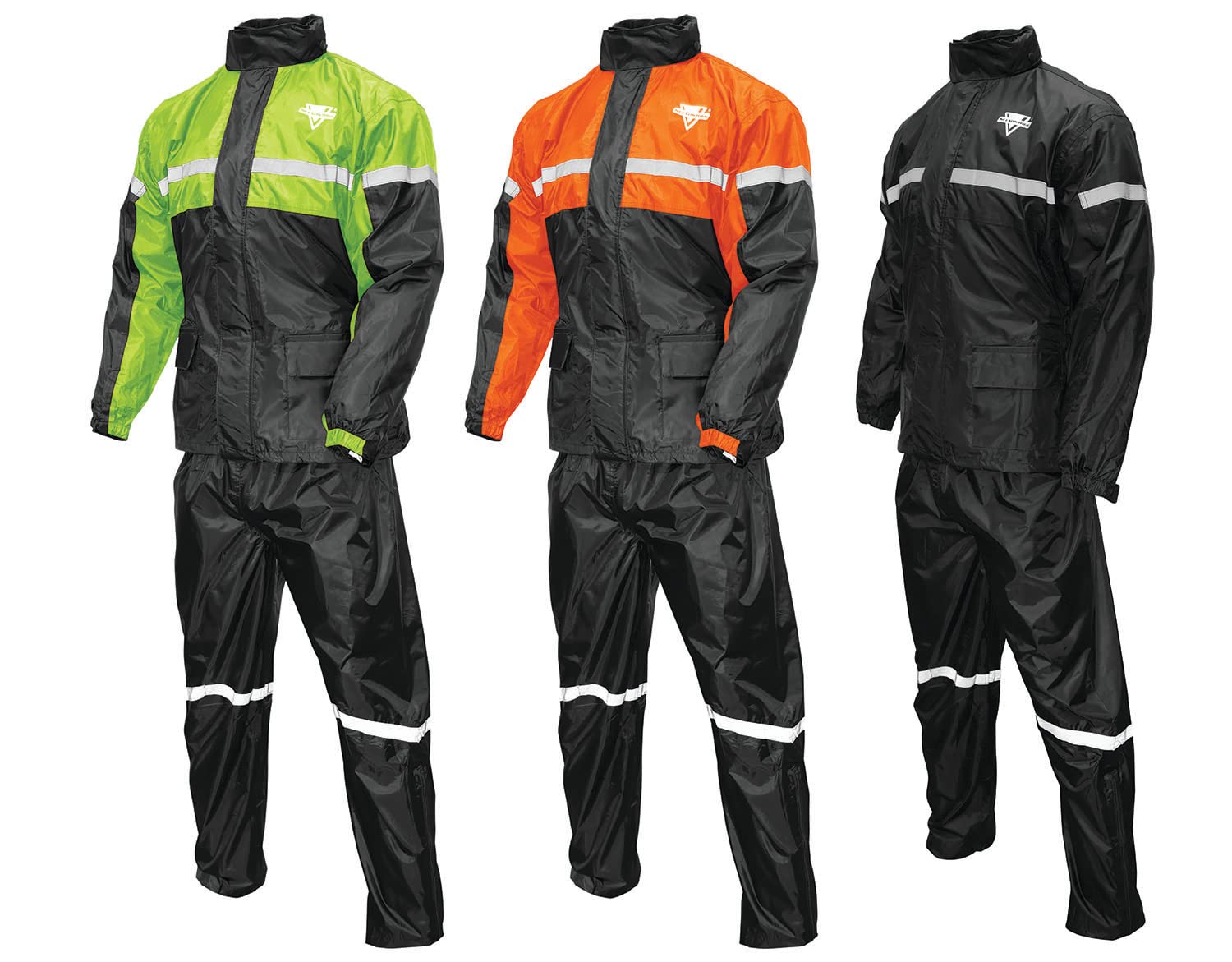 Nelson-Rigg front view of full rain suit showing high-visibility yellow