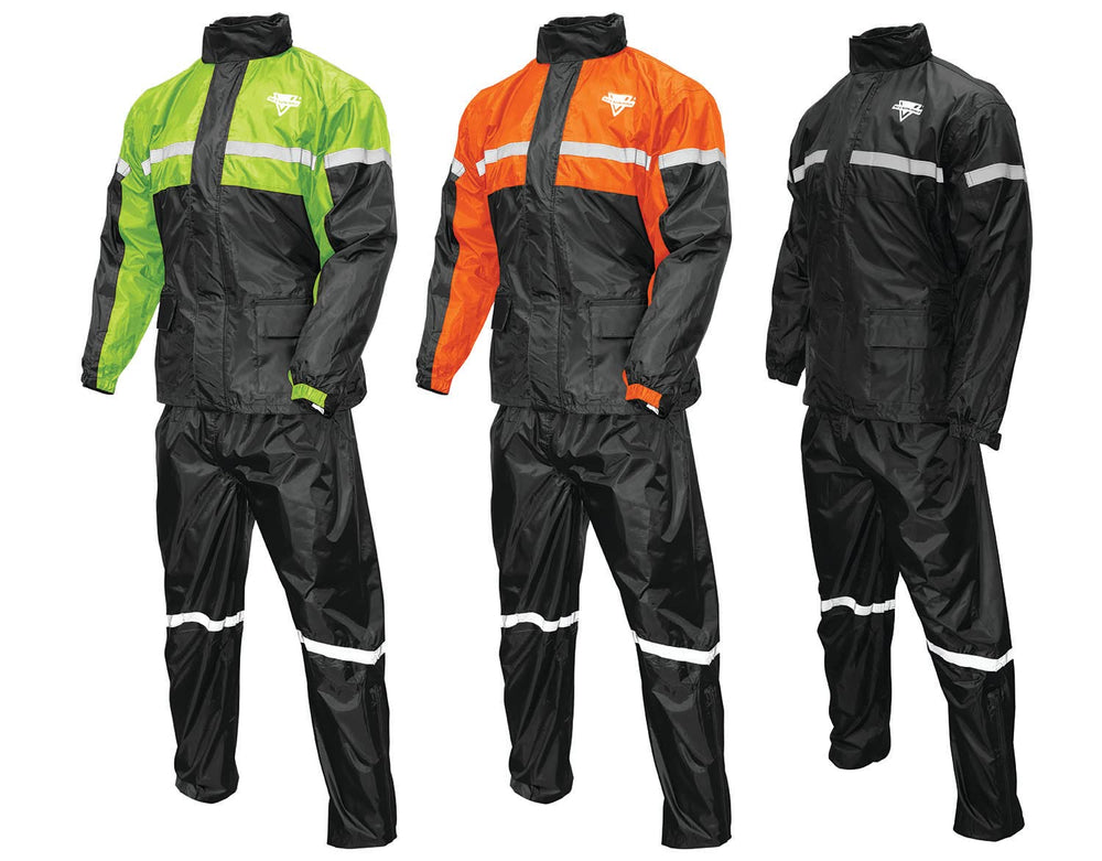 Nelson-Rigg front view of full rain suit showing high-visibility yellow