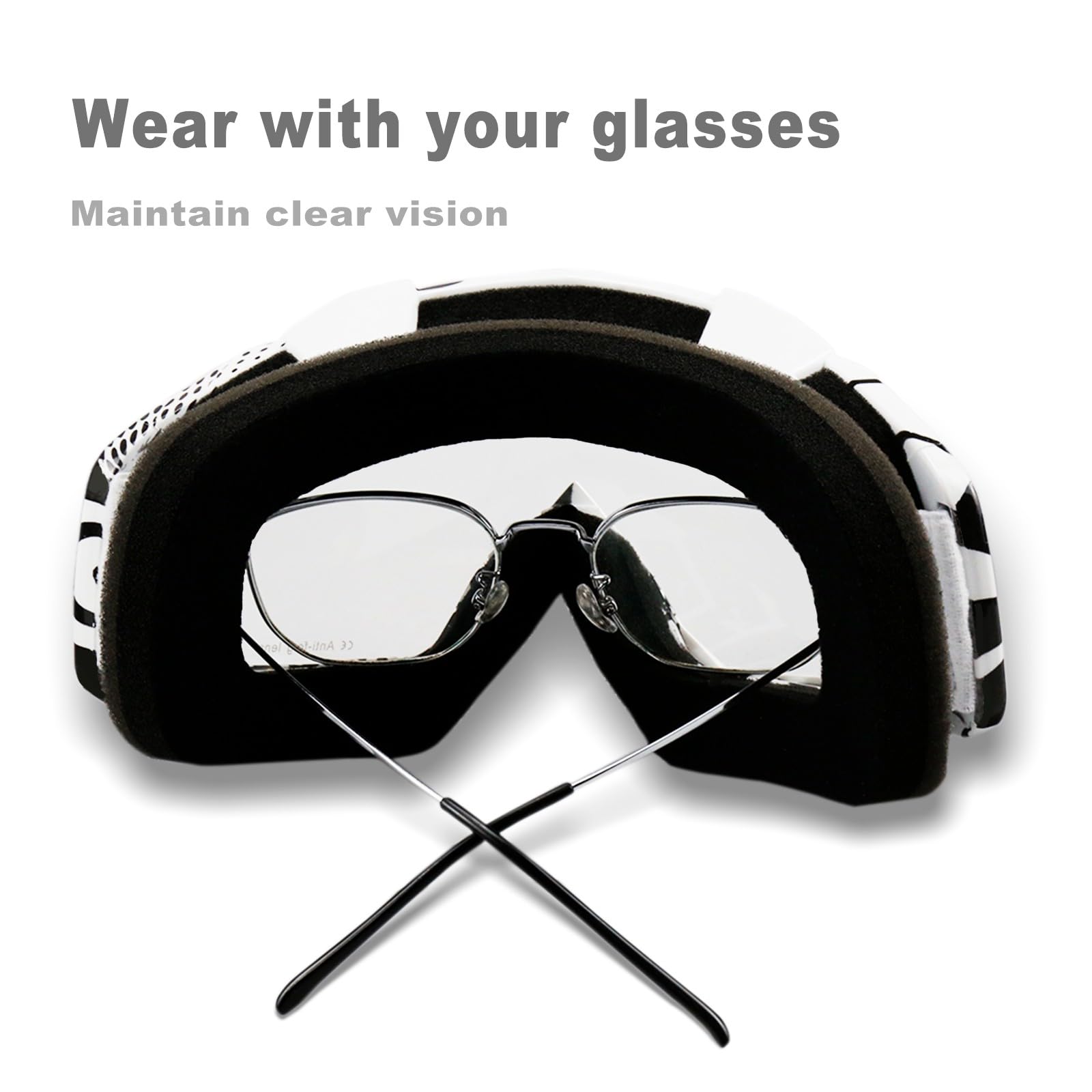 NENKI goggles fitted with a motocross helmet showing compatibility