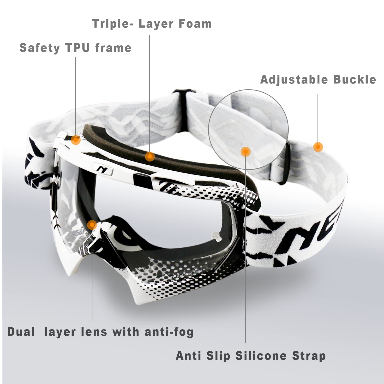NENKI clear lens detail highlighting UV400 protection and clarity