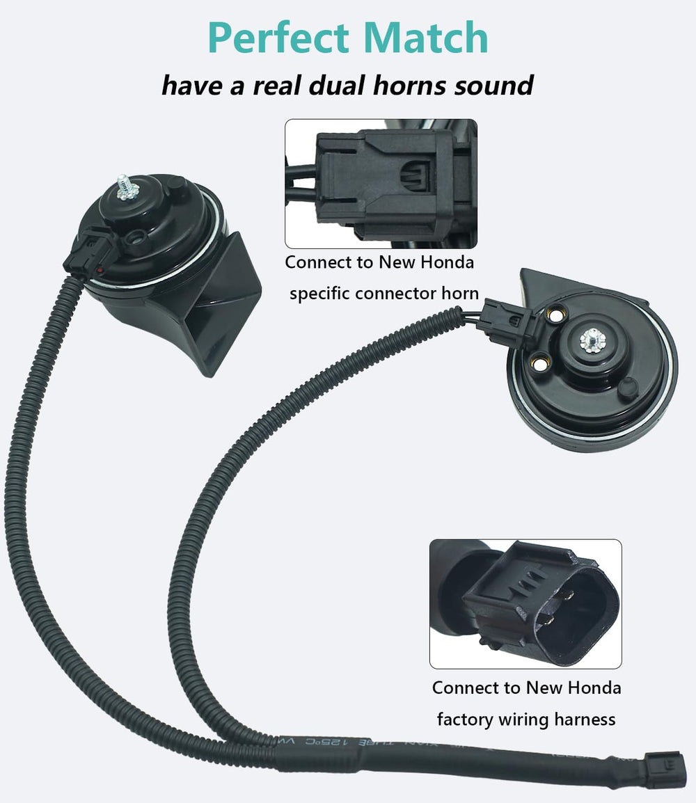 NEOGET 1-to-2 horn splitter harness detail with plug-and-play convenience