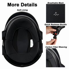 NeoHelm quick release buckle detail showing fast secure fastening benefit