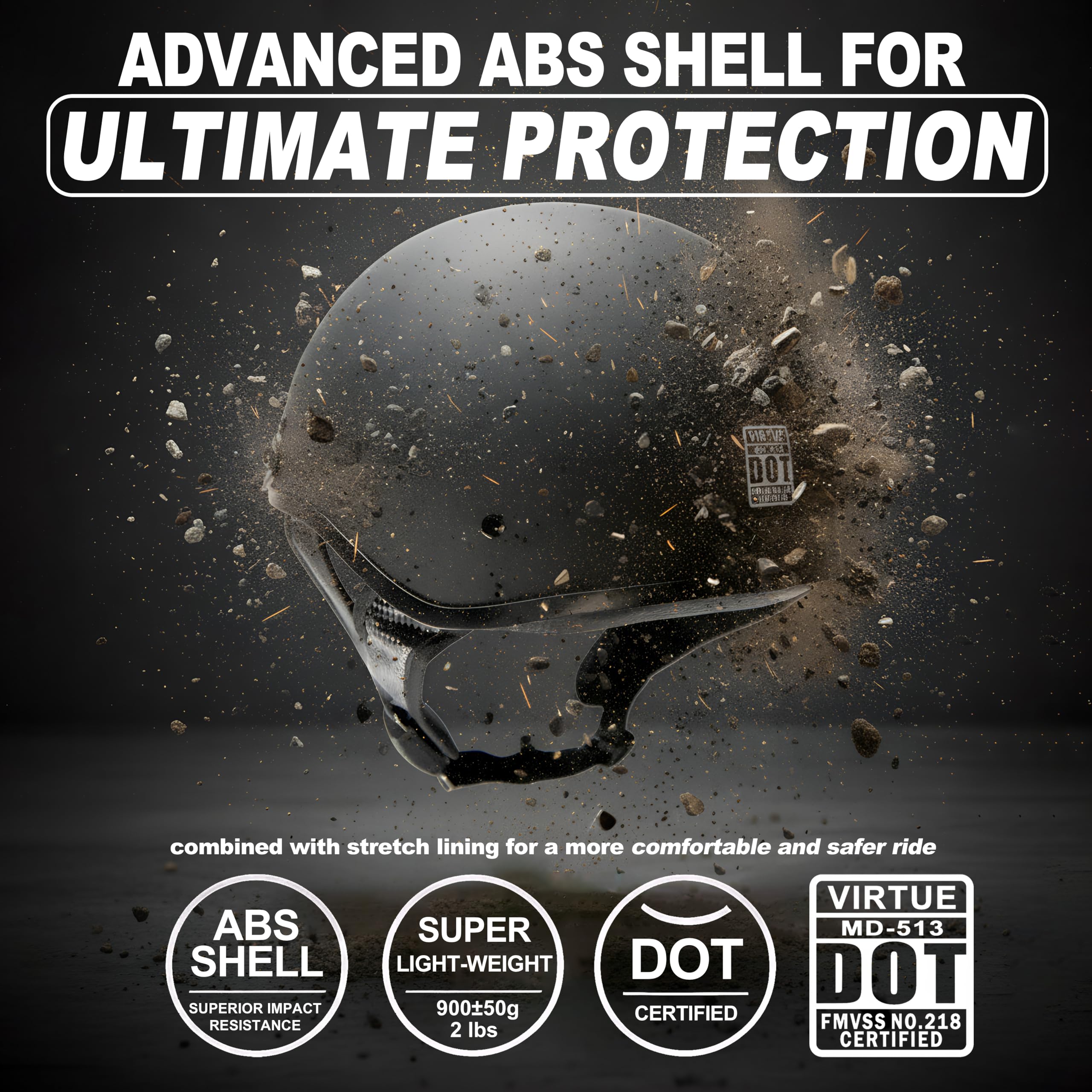 NeoHelm side profile highlighting ABS shell and durable impact protection benefit