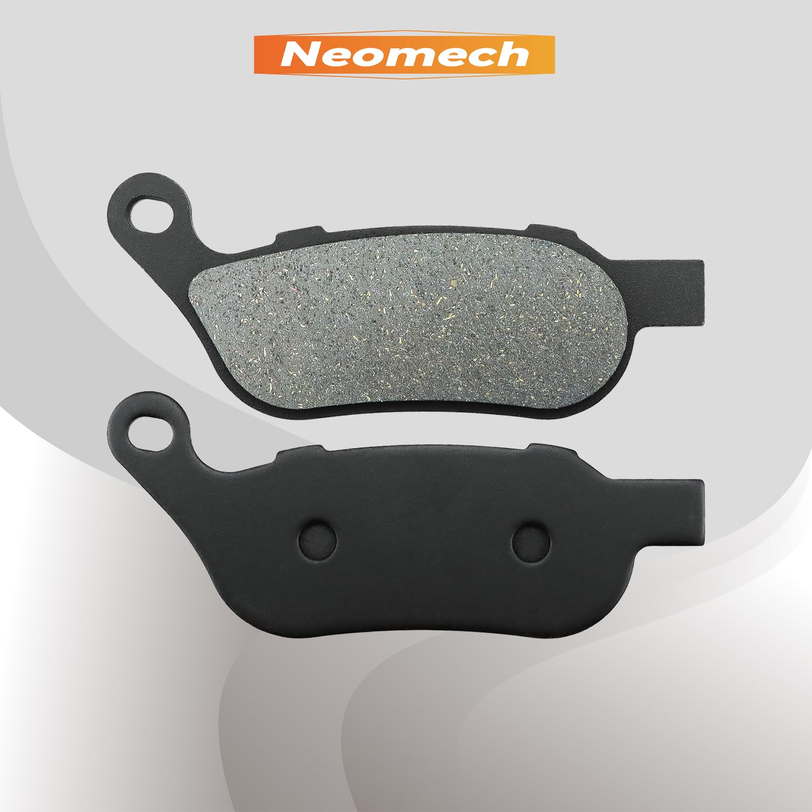 Neomech close-up of friction surface showing semi-metallic texture for confident stopping